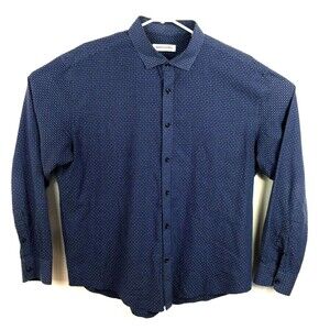 James Campbell Button Up Shirt Men XL Long Sleeve Blue Pattern Cotton